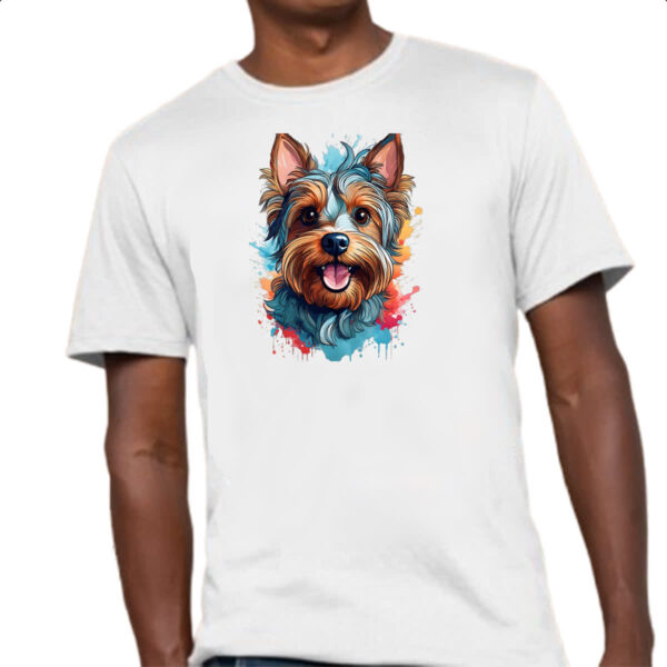 Camiseta Unissex Yorkshire Terrier Watercolor Arte - Imagem 4
