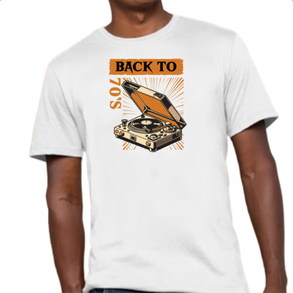 Camiseta Unissex Back to anos 70 vitrola - Imagem 4