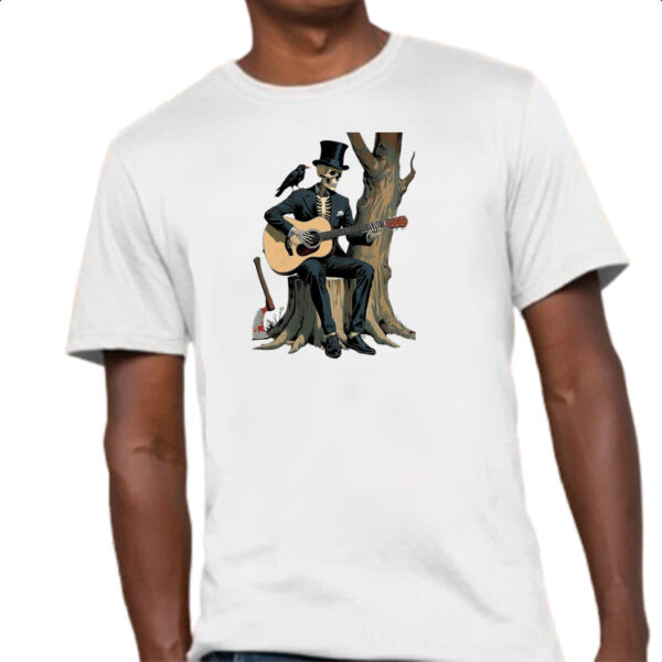 Camiseta Unissex Esqueleto tocando violao - Imagem 4