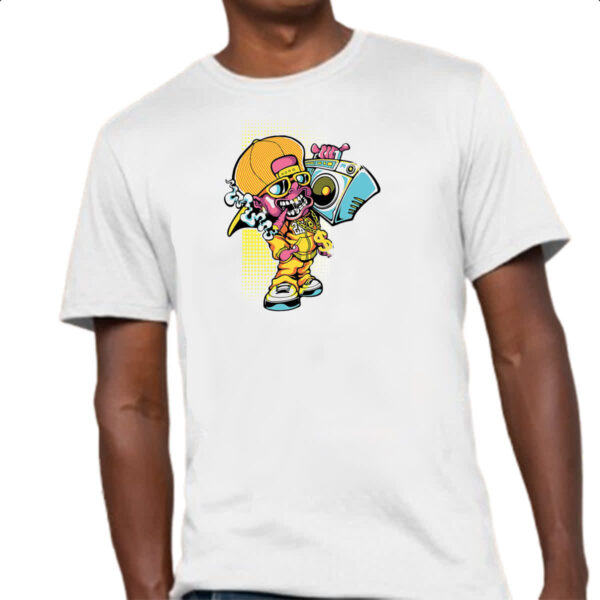 Camiseta Unissex Monstro ouvindo som - Imagem 4