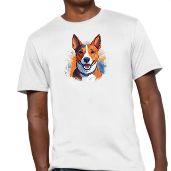 Camiseta Unissex Basenji Watercolor Arte - Imagem 4