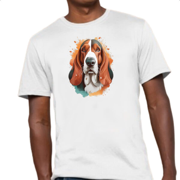 Camiseta Unissex Basset Hound Watercolor Arte - Imagem 4