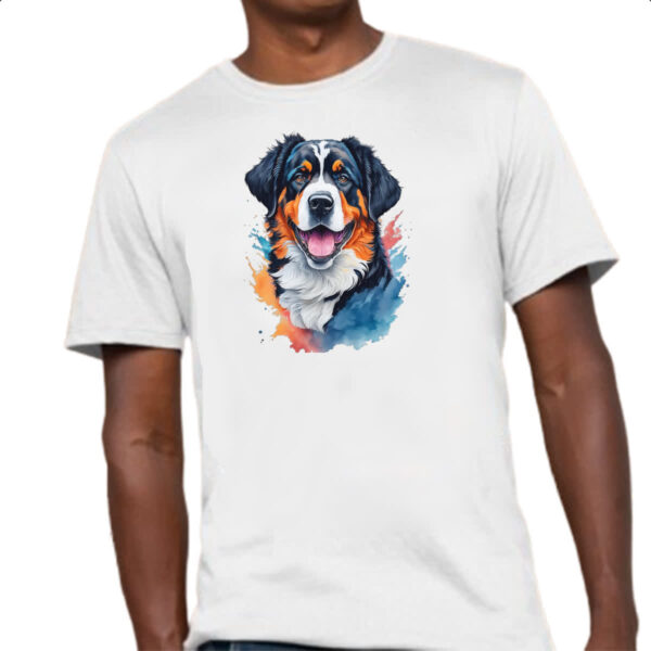 Camiseta Unissex Boiadeiro de Berna Watercolor Arte - Imagem 4