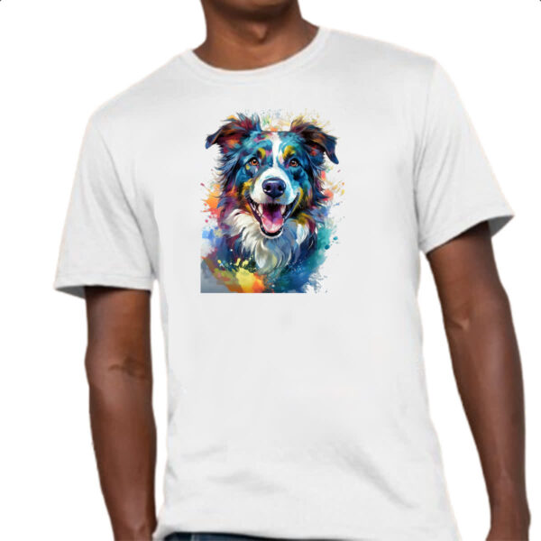 Camiseta Unissex Border Collie Watercolor Arte - Imagem 4
