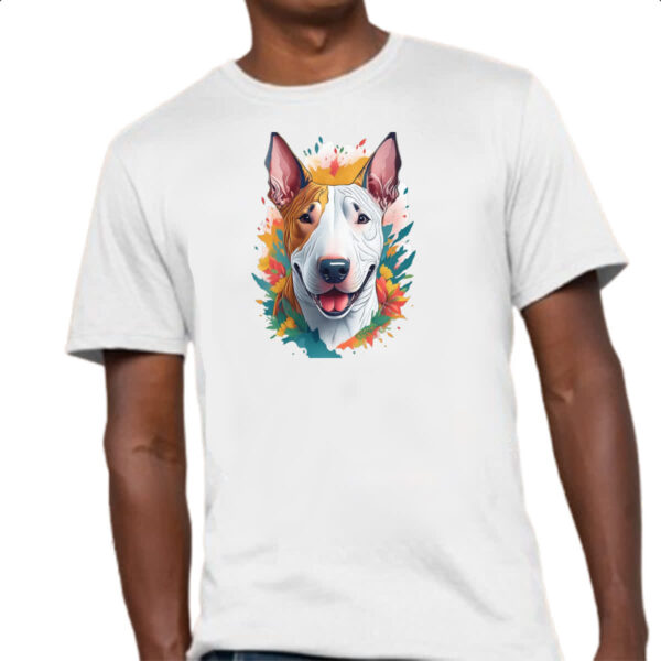 Camiseta Unissex Bull Terrier Watercolor Arte - Imagem 4
