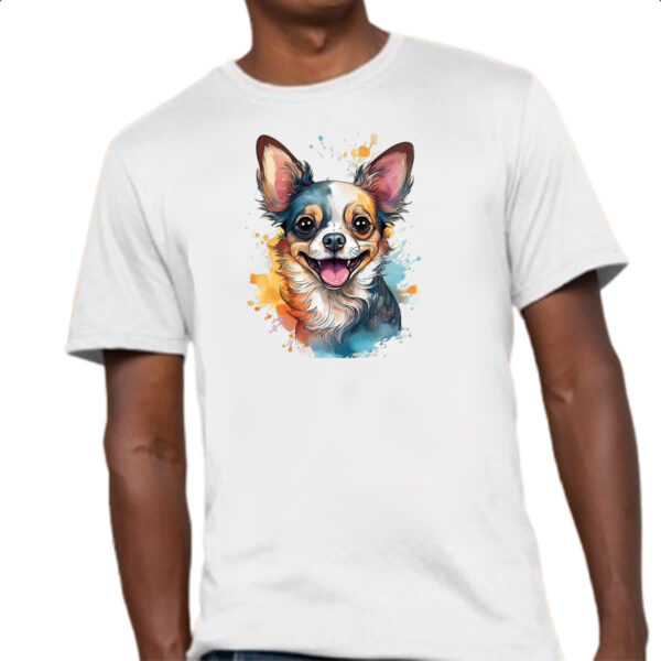 Camiseta Unissex Chihuahua Watercolor Arte - Imagem 4