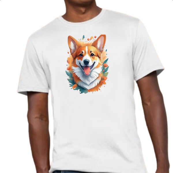 Camiseta Unissex Corgi Watercolor Arte - Imagem 4