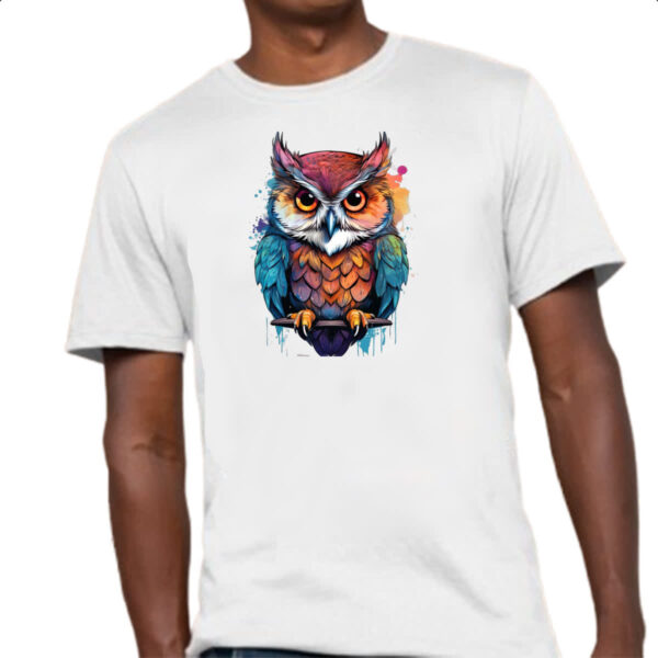 Camiseta Unissex Coruja Watercolor Arte - Imagem 4
