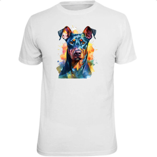 Camiseta Unissex Doberman Watercolor Arte