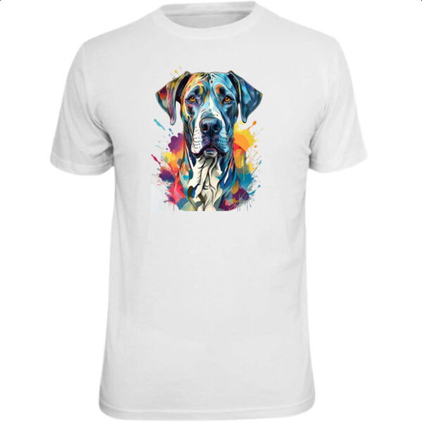 Camiseta Unissex Dogue alemao Watercolor Arte