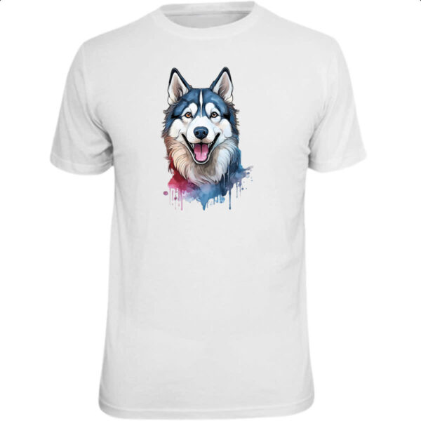 Camiseta Unissex Husk Siberiano Watercolor Arte