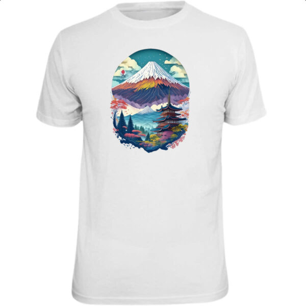 Camiseta Unissex Monte Fuji Watercolor Arte