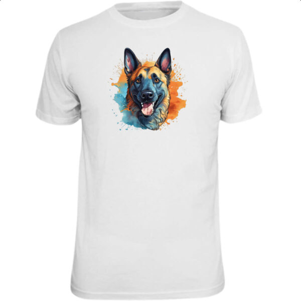 Camiseta Unissex Pastor belga Watercolor Arte