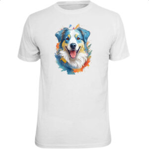 Camiseta Unissex Pastor-australiano Watercolor Arte