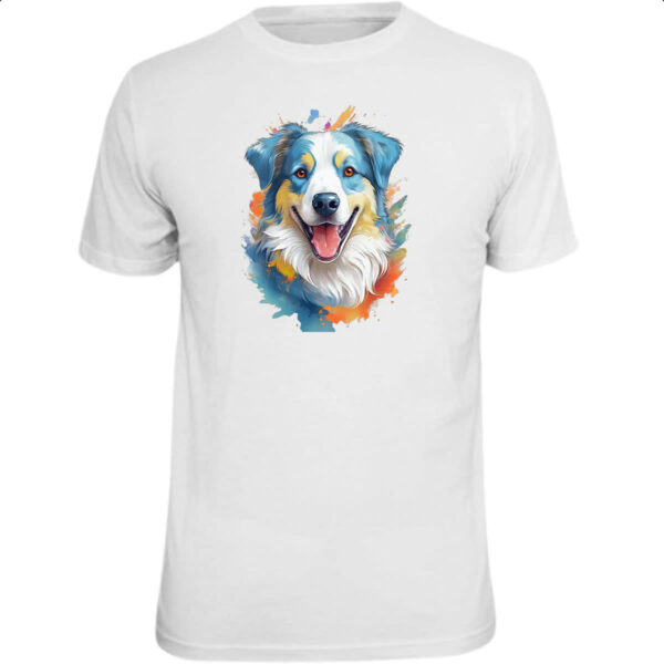 Camiseta Unissex Pastor-australiano Watercolor Arte