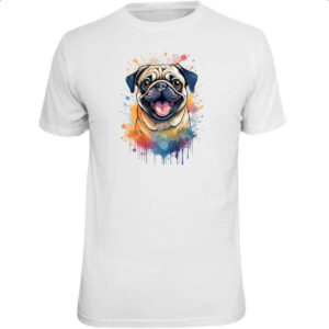 Camiseta Unissex Pug Watercolor Arte