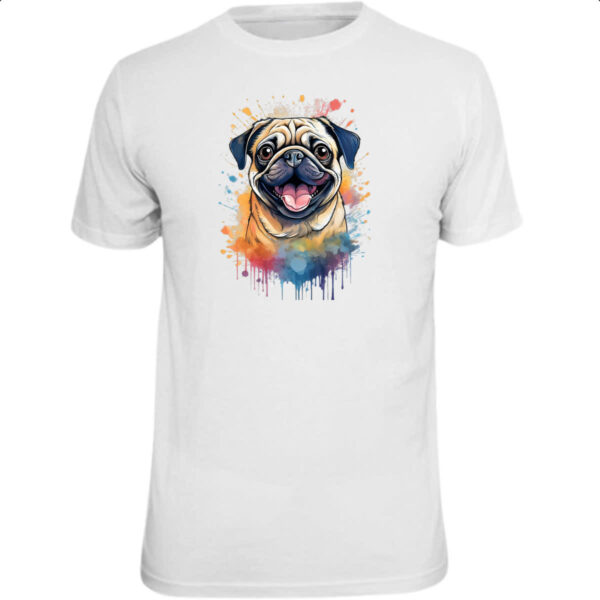 Camiseta Unissex Pug Watercolor Arte