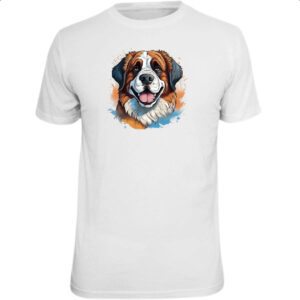 Camiseta Unissex Sao Bernado Watercolor Arte