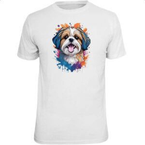 Camiseta Unissex Shih Tzu Watercolor Arte