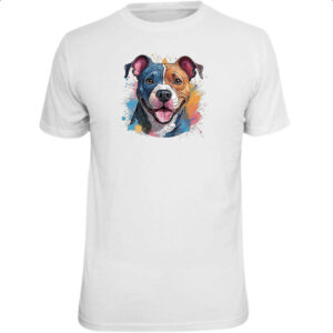 Camiseta Unissex Staffordshire bull terrier Watercolor Arte