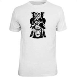 Camiseta Unissex 3 macacos sabios chinpanzes