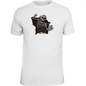 Camiseta Unissex Caveira mal educada rasgando camisa