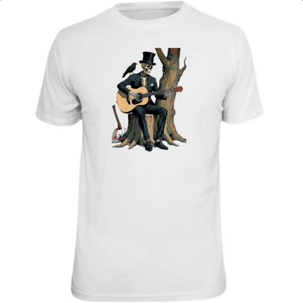 Camiseta Unissex Esqueleto tocando violao