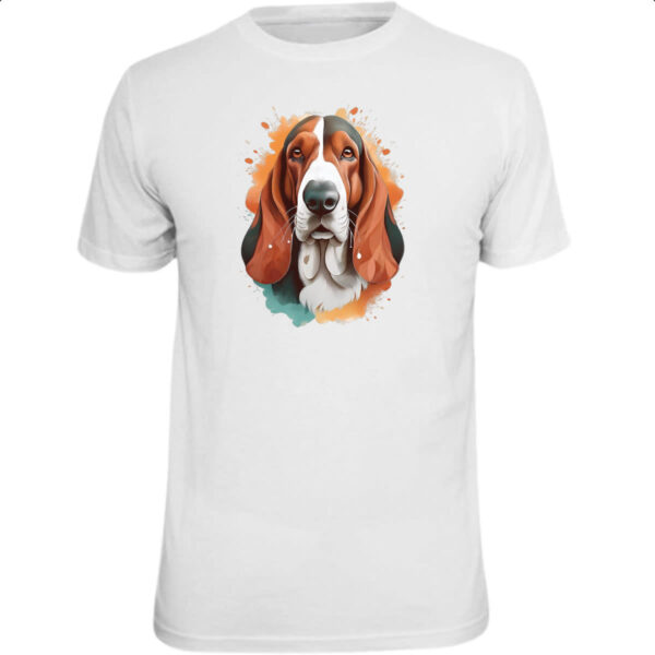 Camiseta Unissex Basset Hound Watercolor Arte