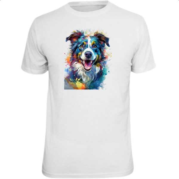 Camiseta Unissex Border Collie Watercolor Arte