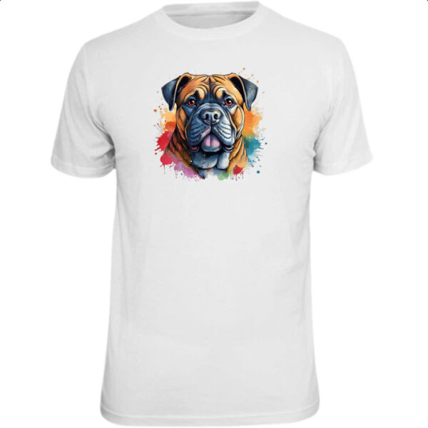 Camiseta Unissex Bulmastife Watercolor Arte