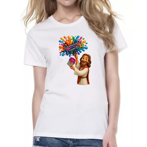 Camiseta Baby Look Jesus Escrevendo Familia Duarte - Imagem 2