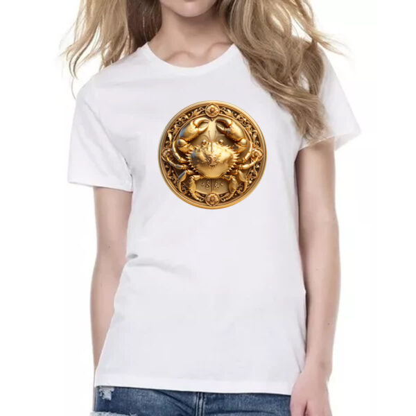 Camiseta Baby Look Signo de Cancer moeda de ouro - Imagem 2