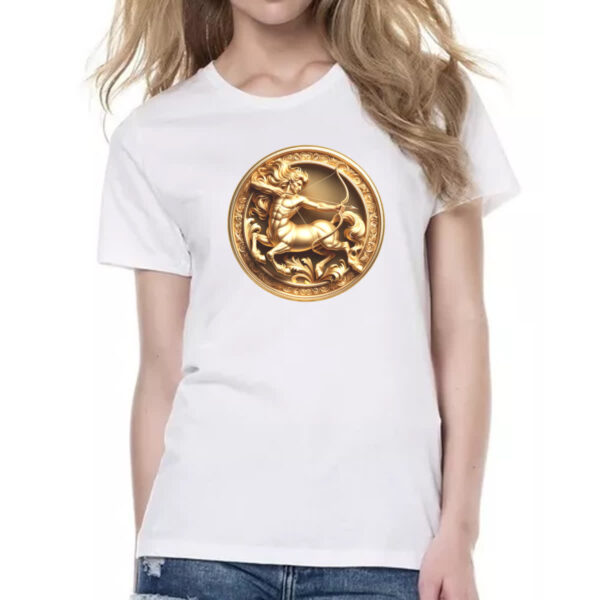 Camiseta Baby Look Signo de Sagitario moeda de ouro - Imagem 2