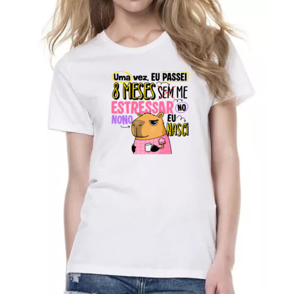 Camiseta Baby Look Capivara Sem estressar rosa - Imagem 2