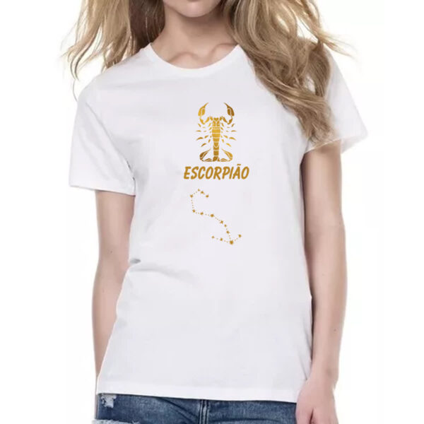 Camiseta Baby Look Signo Escorpiao Constelacao Dourada - Imagem 2