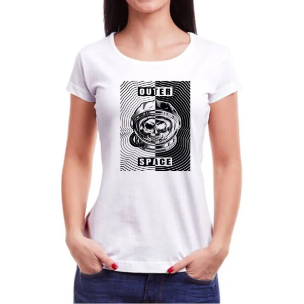 Camiseta Baby Look Caveira Atronauta Outer Space - Imagem 3