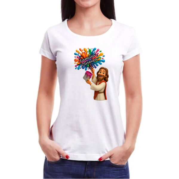 Camiseta Baby Look Jesus Escrevendo Familia Oliveira - Imagem 3