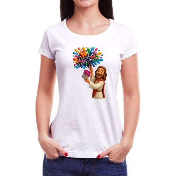 Camiseta Baby Look Jesus Escrevendo Familia Rodrigues - Imagem 3