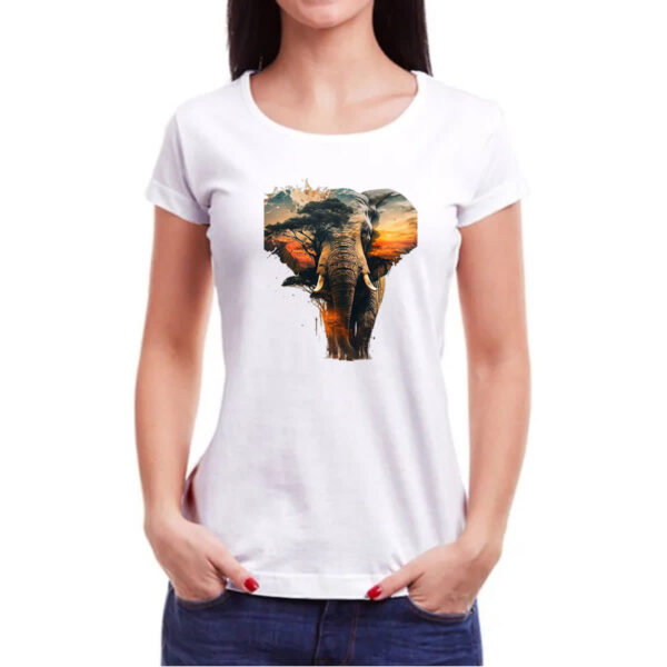 Camiseta Baby Look Elefante africano paisagem corporal - Imagem 3