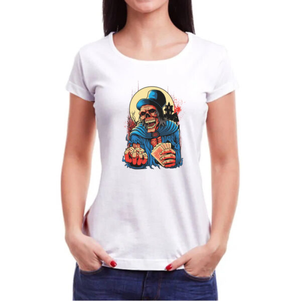 Camiseta Baby Look Caveira Cassino - Imagem 3