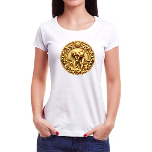 Camiseta Baby Look Signo de Aquario moeda de ouro - Imagem 3