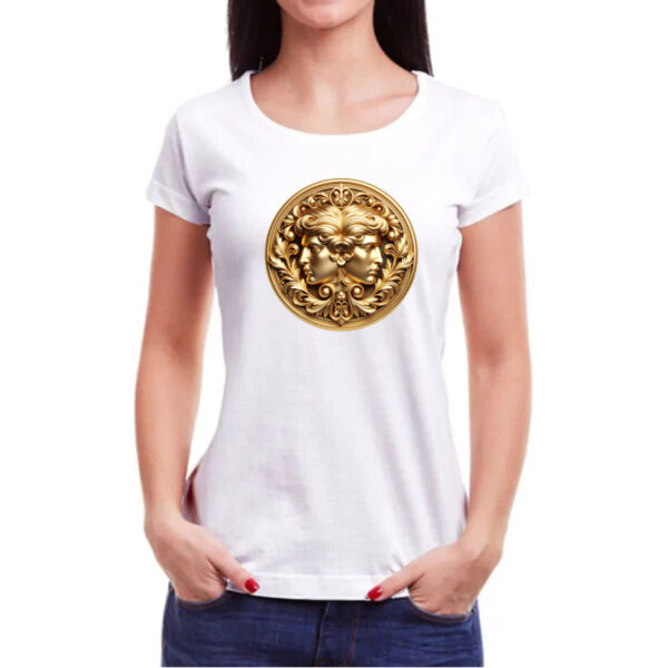 Camiseta Baby Look Signo de Gemeos moeda de ouro - Imagem 3