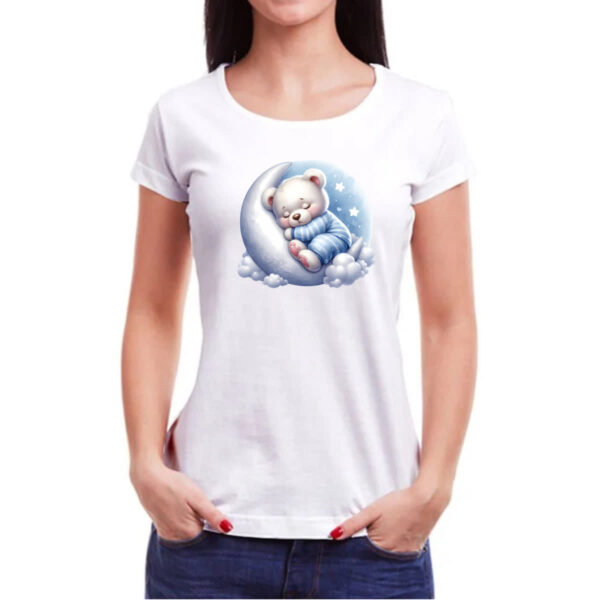 Camiseta Baby Look Cute Urso Polar dormindo na Lua - Imagem 3