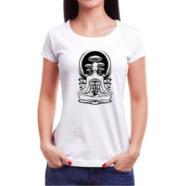 Camiseta Baby Look Yoga Cogumelos - Imagem 3