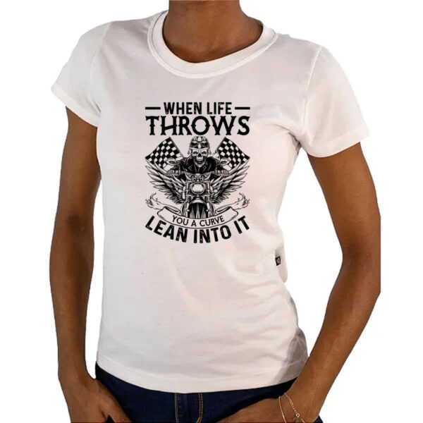 Camiseta Baby Look Motorcycle when life throws - Imagem 4