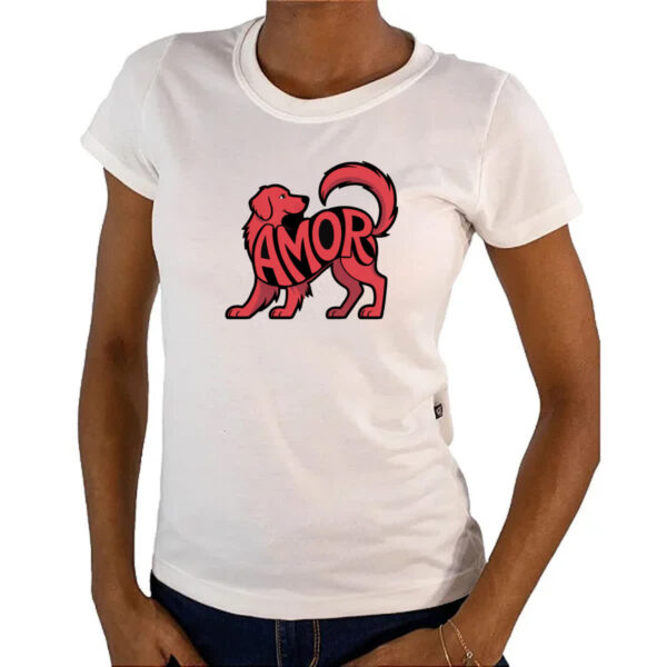 Camiseta Baby Look Cachorro Amor - Imagem 4