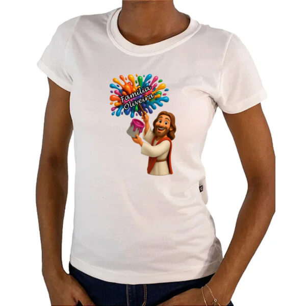 Camiseta Baby Look Jesus Escrevendo Familia Oliveira - Imagem 4