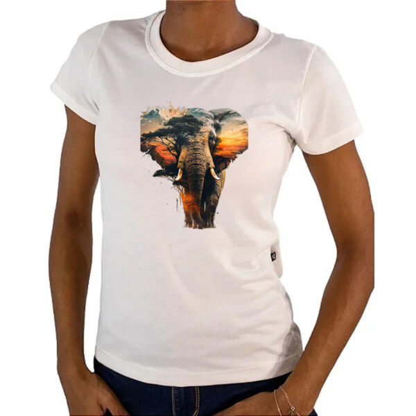 Camiseta Baby Look Elefante africano paisagem corporal - Imagem 4