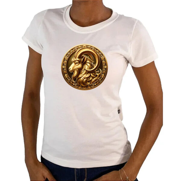 Camiseta Baby Look Signo de Capricornio moeda de ouro - Imagem 4