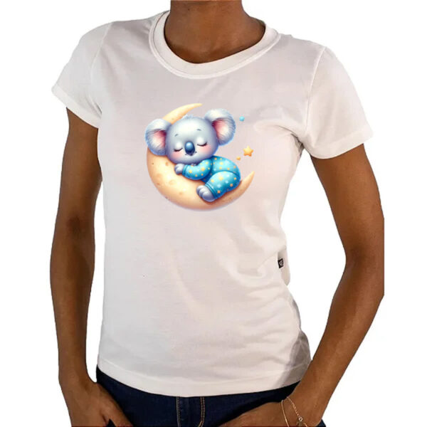 Camiseta Baby Look Cute Koala dormindo na Lua - Imagem 4